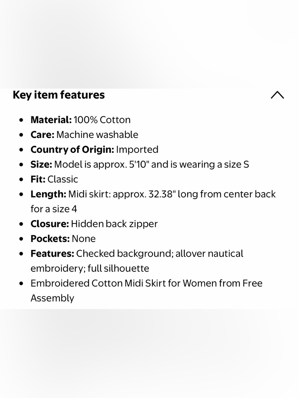 NWT Navy and White Gingham Midi Skirt with Nautical Embroidery Free Assembly - Picture 9 of 10